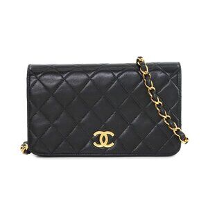 CHANEL Matelasse Chain Shoulder Bag Leather Black Vintage Purse 90282188